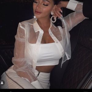 Superdown White Helena Button Up Top XS